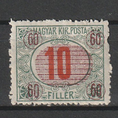 60/10 Filler Pirosz. Porto Magyar Kir. Posta - zona Timisoara III 1919