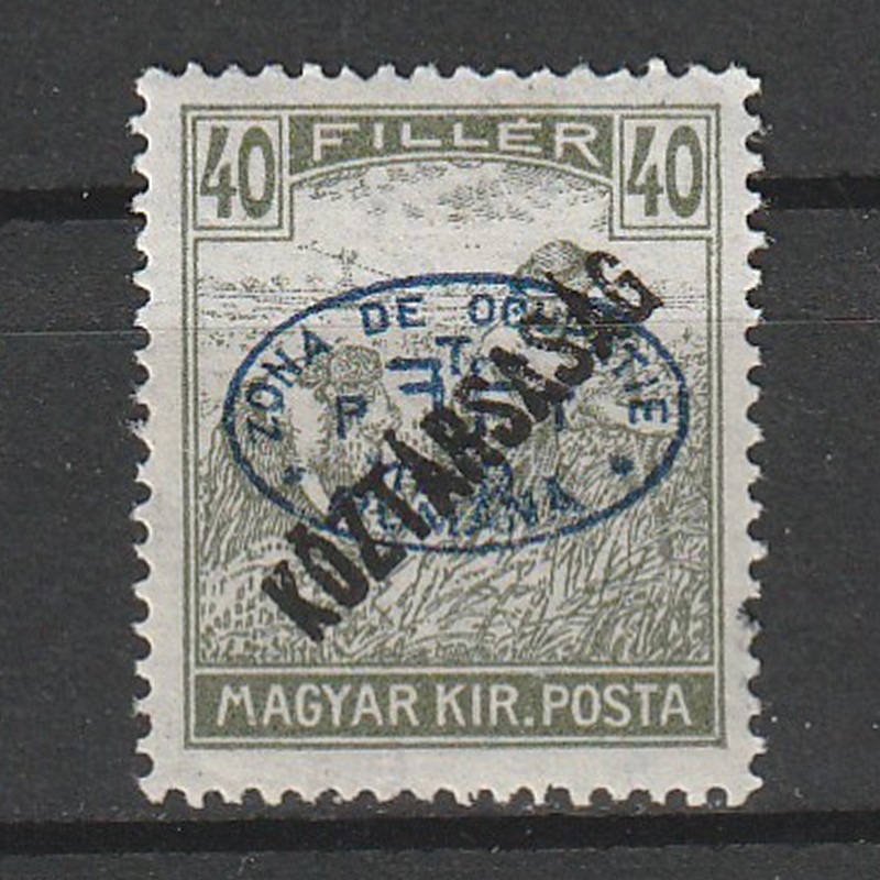 40 Filler Arato Koztarsasag Magyar Kir. Posta - zona Debretin 1919