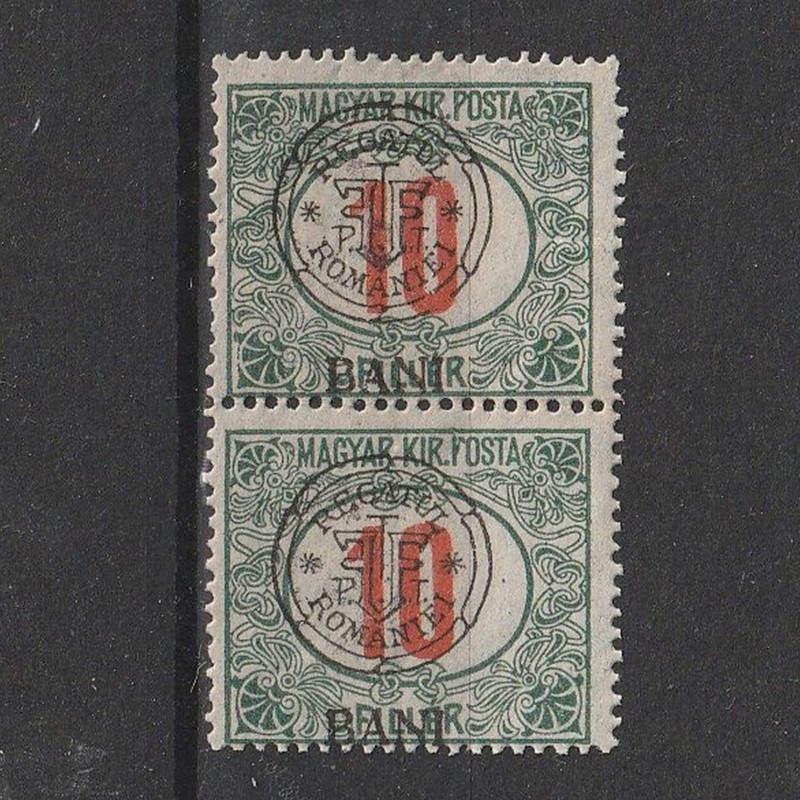 Porto 10 Filler cifra rosie Magyar Kik. Posta - zona Cluj 1919