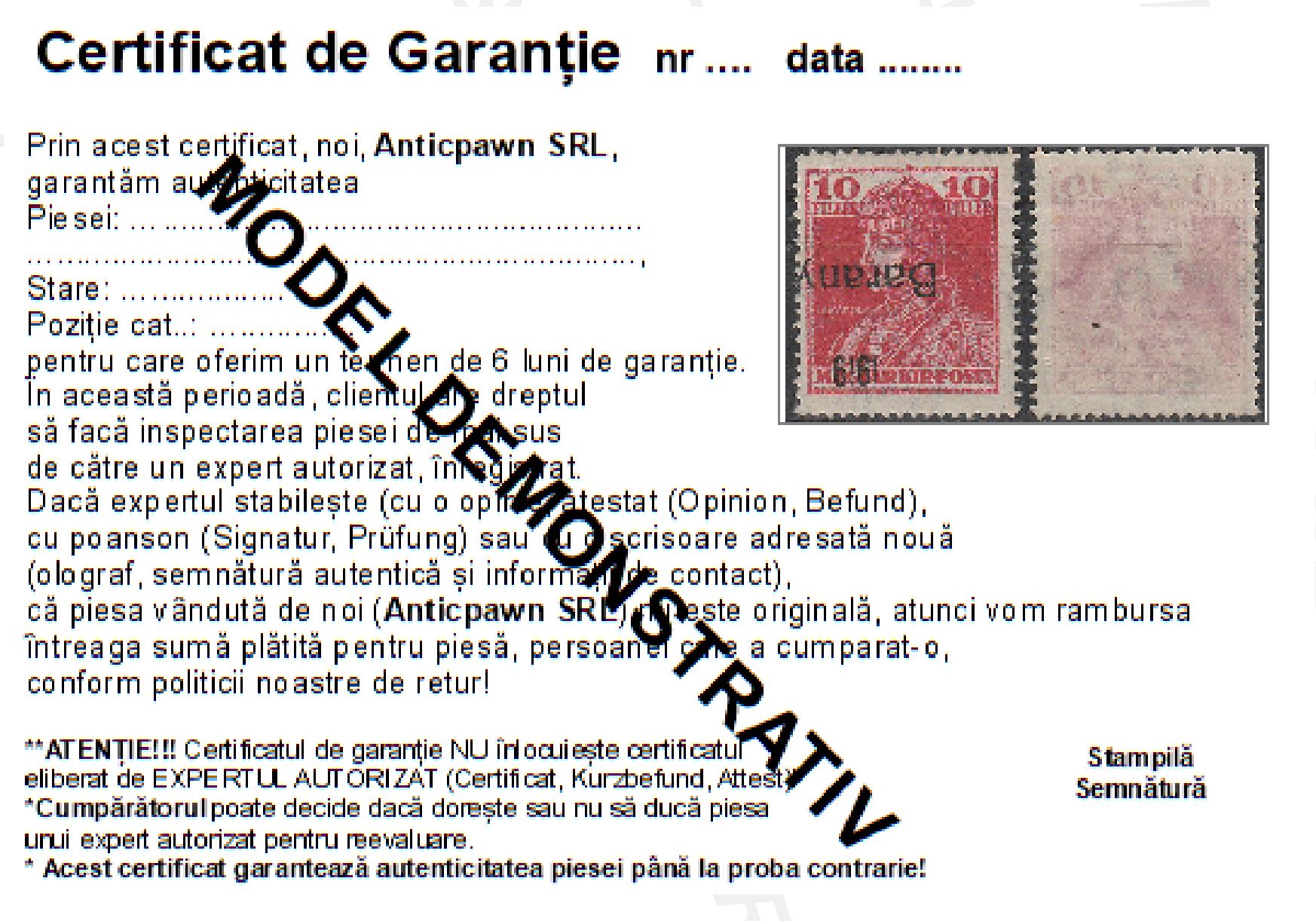 model certificat garantie